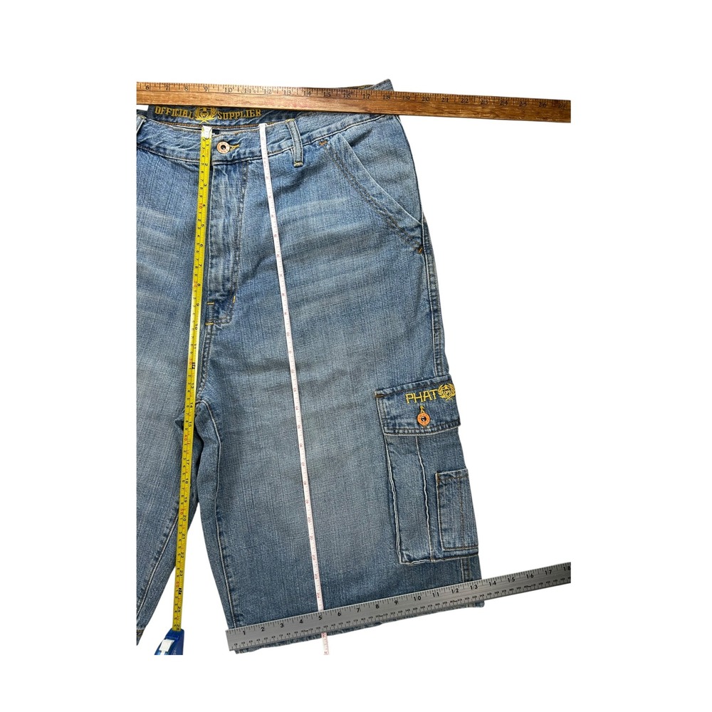 Phat Farm Legends Men 38 Blue Denim Cargo Shorts Baggy Y2K Streetwear NWT - Picture 8 of 10
